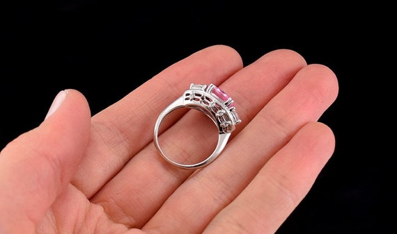 Lovely Sterling Silver Faceted Pink Topaz Diamond… - image 3