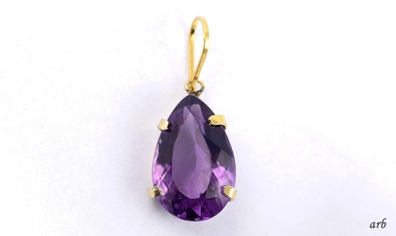 Queenly Natural Purple Pear-Shaped Amethyst Gemst… - image 1