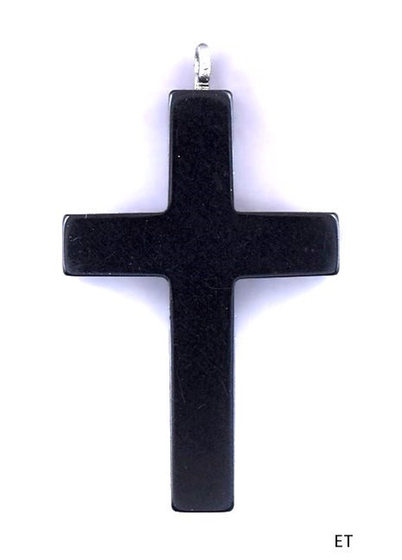 Delightful Modern Black Stone Cross Pendant 3 Dime