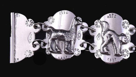 Dazzling 900 Purity Silver Link Bracelet w/ Anima… - image 2