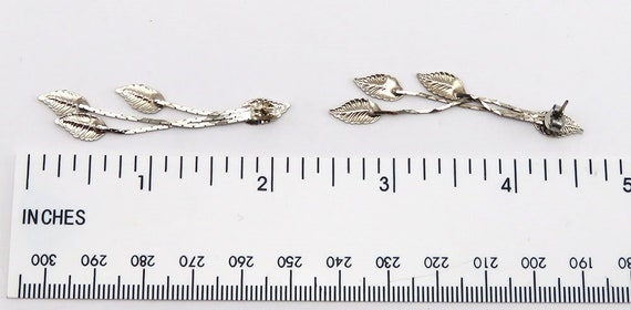 Boho Silver Leaf & Chain Dangle/Drop Tassel Earri… - image 2