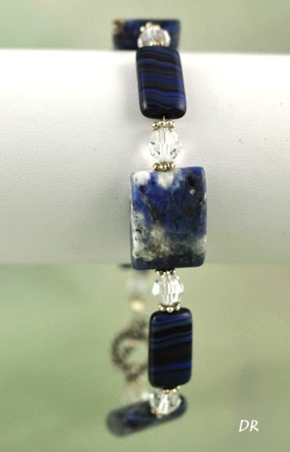 Blue Agate and Sterling Silver Modern Bracelet