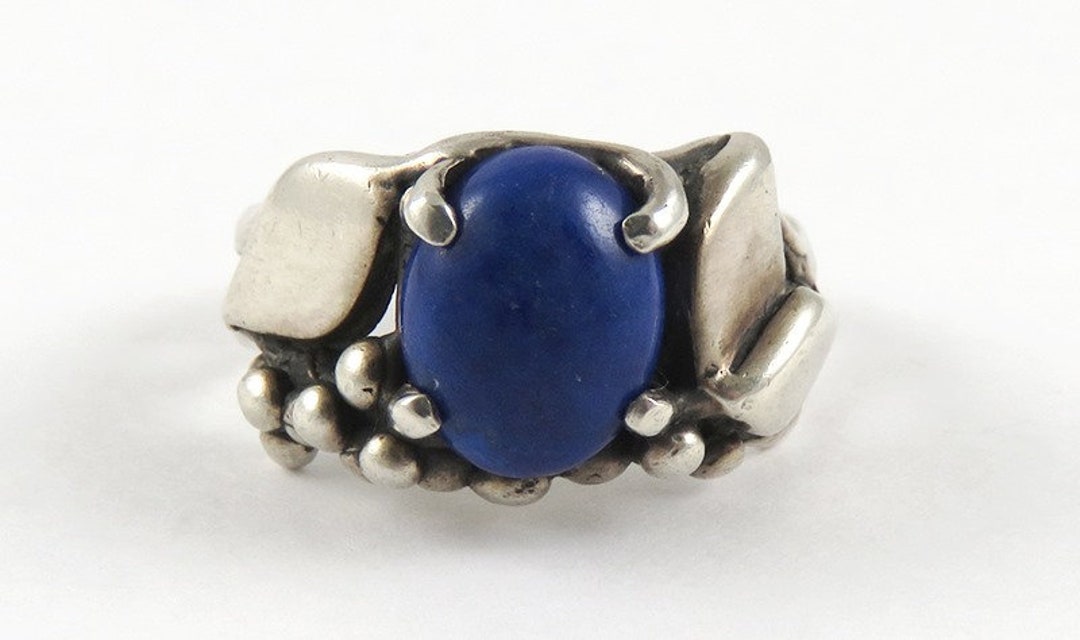Handcrafted Boho Natural Blue Stone & Sterling Silver Ring - Etsy