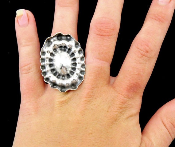Unique Artisan Hand Made Silver Statement Ring Na… - image 1