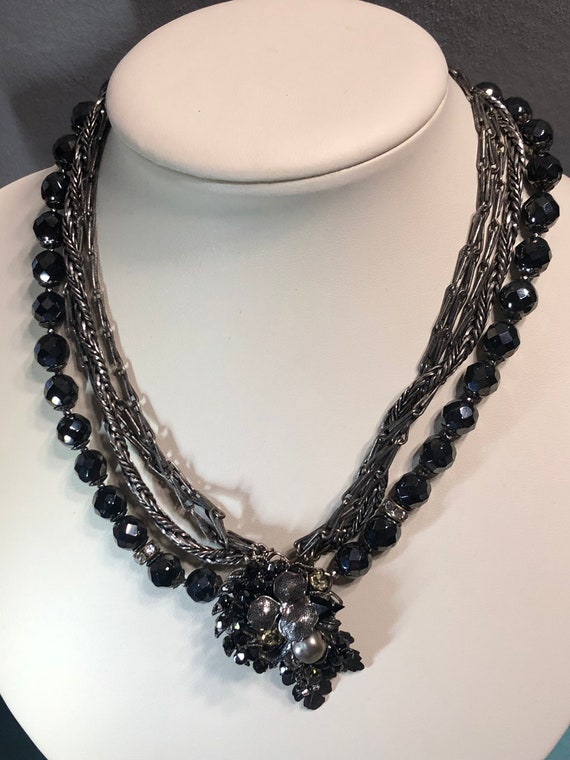 Vintage DeMario NY multi-layer rhinestone necklace