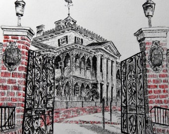 I drew the Haunted Mansion with ink