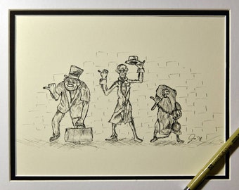 I drew the Disneyland Haunted Mansion hitchhiking ghosts!