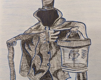 Original Hatbox Ghost Ink+Colored Pencil