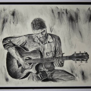 I drew Joel from the Last of Us Part 2 in charcoal