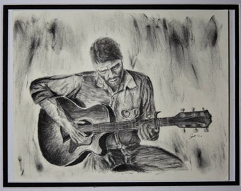 I drew Joel from the Last of Us Part 2 in charcoal