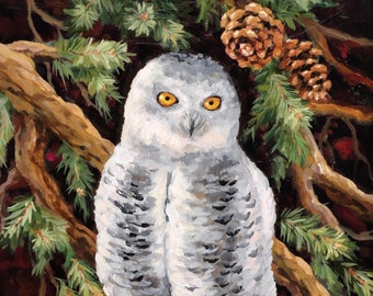 Print Of " Snowy Owl " Size 10 Inches High x 8 Inches Wide Matted In a 11 In. x 14 In. White Mat