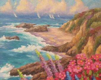 Print Of " Laguna Beach California " Size 10 Inches High x 8 Inches Wide In 11 Inch x 14 Inch Mat.