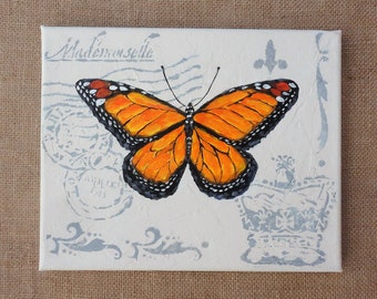Hand Painted Nostalgic Deep Yellow Butterfly