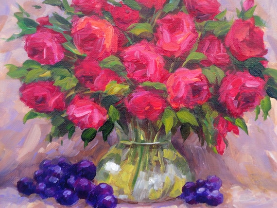 Still Life With Red Roses - Etsy
