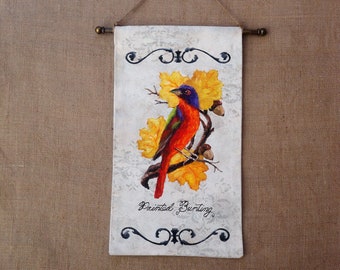 Hand Painted" Painted Bunting Bird " Wall Hanging