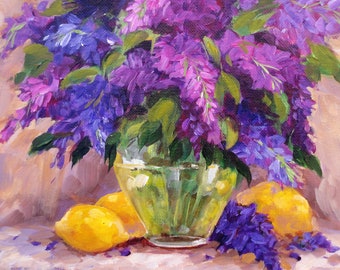 Lilacs and Lemons Still Life