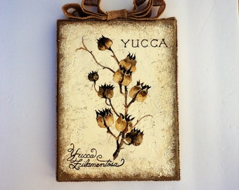 Hand Painted Burlap Wrapped Botanical Yucca