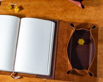 Leather Notebook Cover with Dice Tray