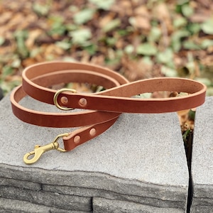 Leather Dog Leash - English Bridle in Medium Brown or Black