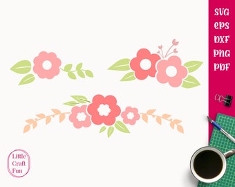 Cute Flowers Svg, Florals Svg, Flower Bouquets Svg, Silhouette Cutting Files, Flowers Clipart