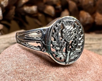 Thistle Ring, Celtic Jewelry, Scotland Jewelry, Flower Jewelry, Scottish Jewelry, Nature Ring, Silver Thistle Jewelry, Mom Gift, Wife Gift