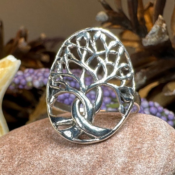 Tree of Life Ring, Celtic Jewelry, Irish Jewelry, Norse Ring, Ireland Gift, Tree Ring, Anniversary Gift, Large Statement Ring, Silver Ring