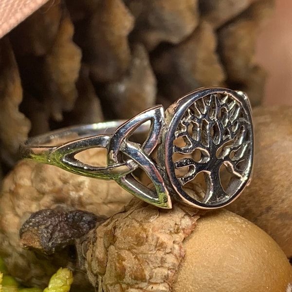 Tree of Life Ring, Celtic Ring, Irish Jewelry, Norse Jewelry, Celtic Knot Ring, Anniversary Gift, Wiccan Ring, Trinity Knot Ring, Boho Ring