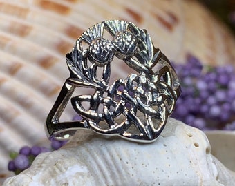 Thistle Ring, Celtic Jewelry, Scotland Jewelry, Flower Jewelry, Outlander Jewelry, Nature Ring, Silver Thistle Jewelry, Mom Gift, Wife Gift