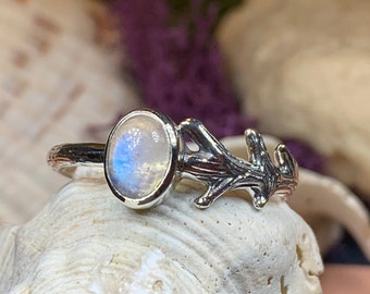 Moonstone Twig Ring, Moonstone Ring, Boho Ring, Irish Jewelry, Celtic Ring, Anniversary Gift, Wiccan Jewelry, Branch Ring, Mom Gift