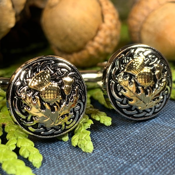 Thistle Cuff Links, Scotland Jewelry, Celtic Jewelry, Dad Gift, Bagpiper Gift, Groom Gift, Best Man Gift, Boyfriend Gift, Husband Gift