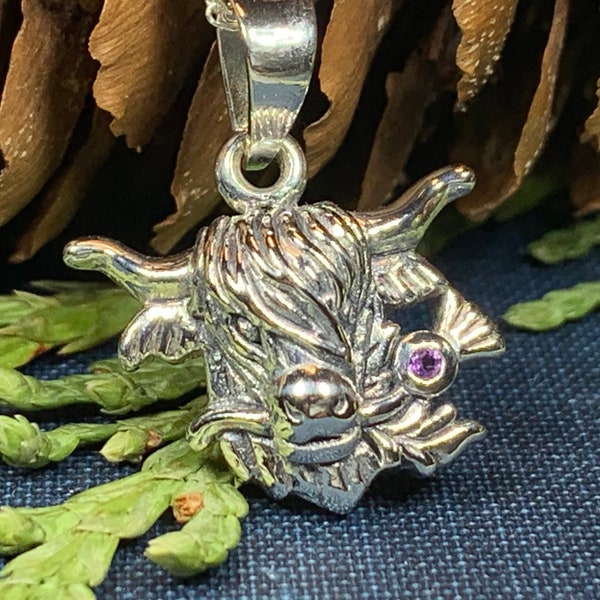 Highland Cow Necklace, Scotland Jewelry, Thistle Jewelry, Celtic Jewelry, Scotland Cow, Hairy Coo Gift, Animal Lover, Cow Jewelry, Mom Gift