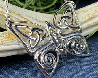 Butterfly Necklace, Celtic Jewelry, Celtic Knot Jewelry, Irish Jewelry, Anniversary Gift, Nature Jewelry, Mom Gift, Insect Jewelry