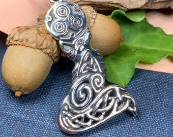 Fox Necklace, Celtic Jewelry, Triple Spiral Pendant, Irish Jewelry, Celtic Knot Necklace, Woodland Jewelry, Friendship Gift, Wife Gift
