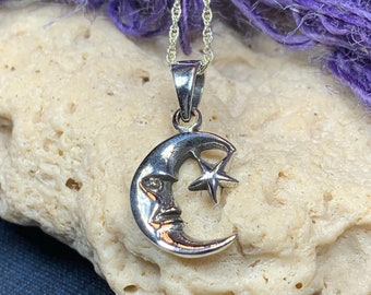 Collier de lune et d’étoile, collier de lune, croissant de lune, bijoux célestes, bijoux Wiccan, païen, déesse, pendentif étoilé, bijoux mystiques