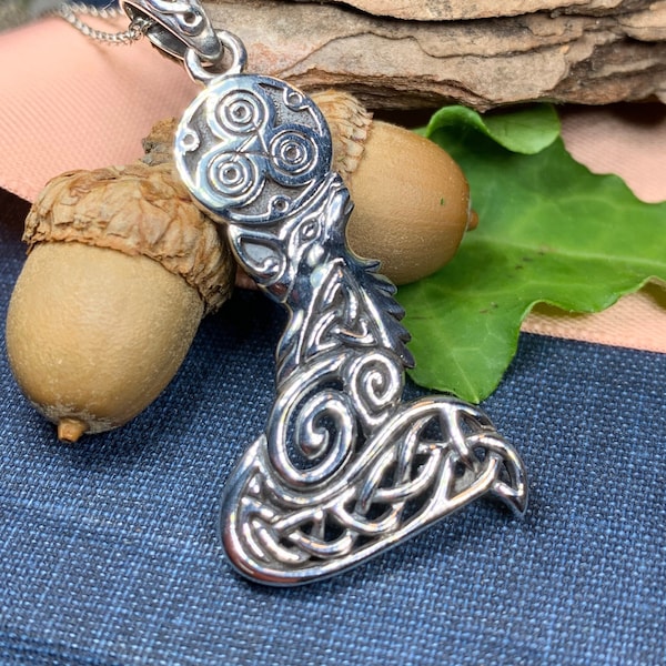 Fox Necklace, Celtic Jewelry, Triple Spiral Pendant, Irish Jewelry, Celtic Knot Necklace, Woodland Jewelry, Friendship Gift, Wife Gift