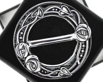 Sash Ring Gift Boxed Rennie Mackintosh Lattice Celtic Heart Pewter Scarf Ring