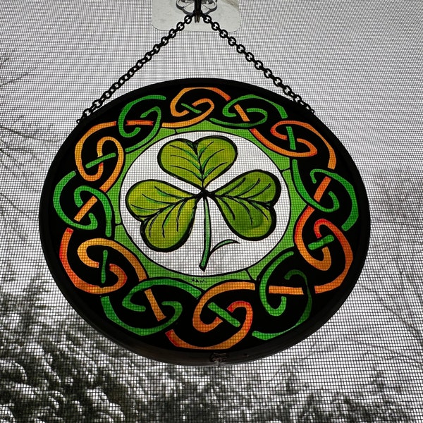 Décoration murale trèfle irlandais, cadeau Irlande, vitrail irlandais, cadeau maison neuve, cadeau mariage trèfle, cadeau celtique, Saint-Patrick