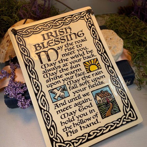 Irish Blessing Wall Art, Ireland Gift, Ceramic Wall Plaque, New Home Gift, Mother's Day Gift, Wedding Gift, Irish Decor, Religious Prayer