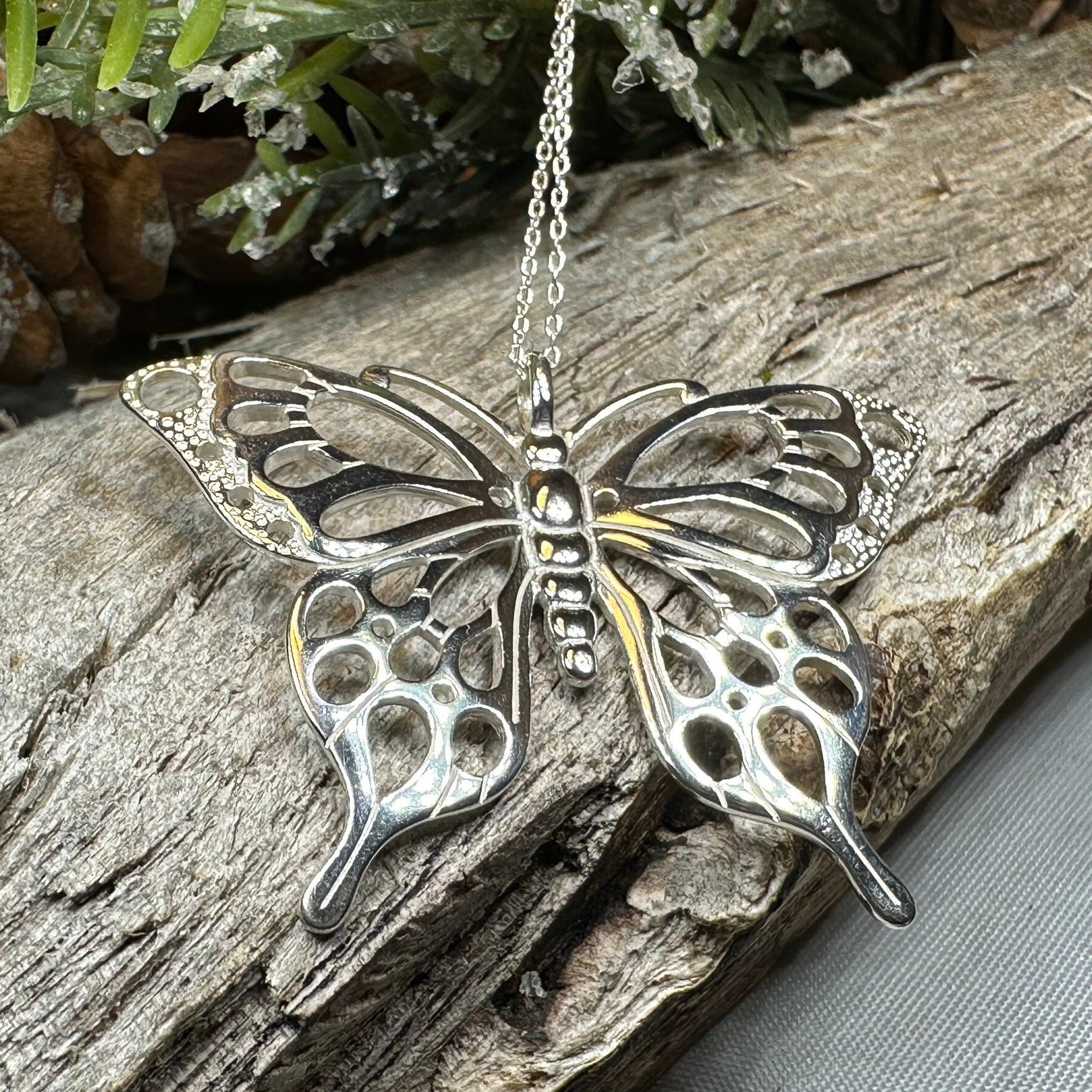Silver 3D Butterfly Pendant Necklace | Icing US