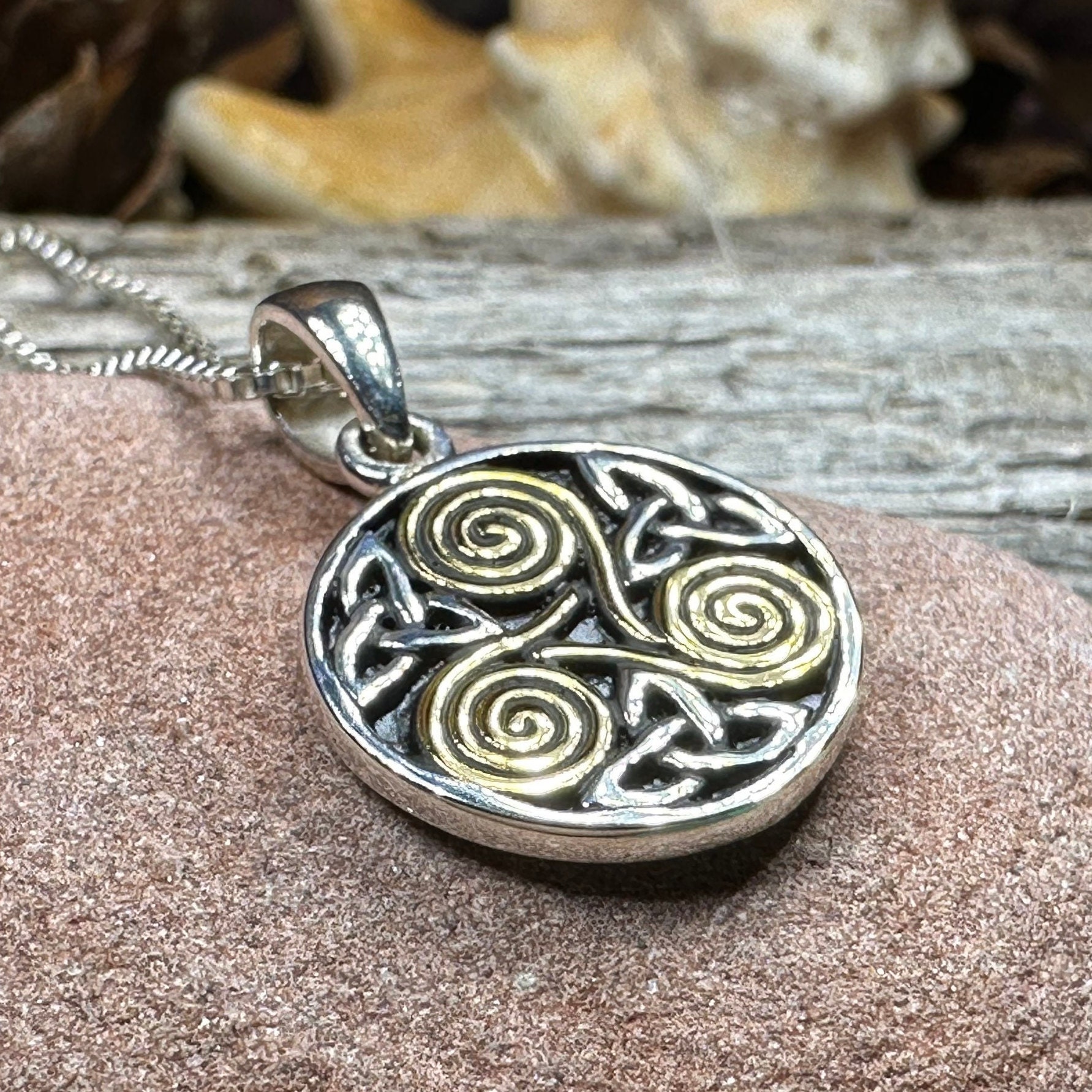 Sapphire Celtic Spiral Necklace - 14K Yellow Gold with White Sapphires –  circinn