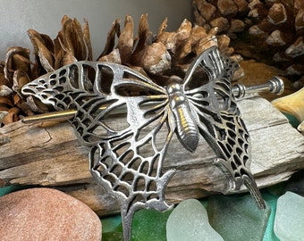 Butterfly Hair Slide, Celtic Hair Barrette, Shawl Pin, Nature Jewelry, Celtic Jewelry, Celtic Barrette, Art Deco Jewelry, Bun Holder