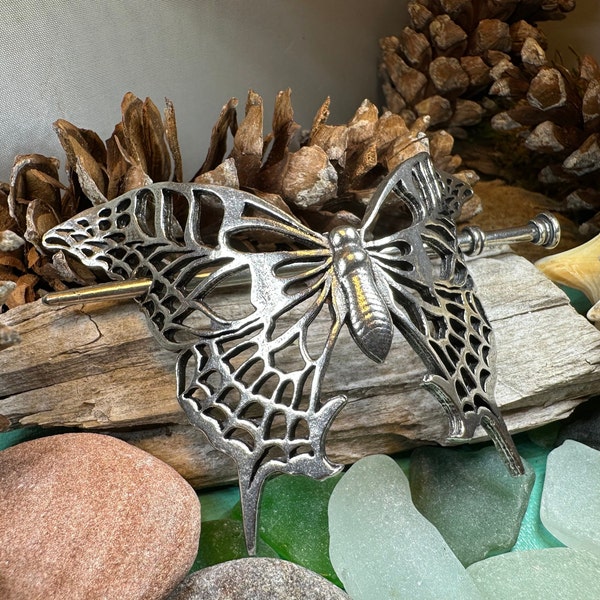 Butterfly Hair Slide, Celtic Hair Barrette, Shawl Pin, Nature Jewelry, Celtic Jewelry, Celtic Barrette, Art Deco Jewelry, Bun Holder