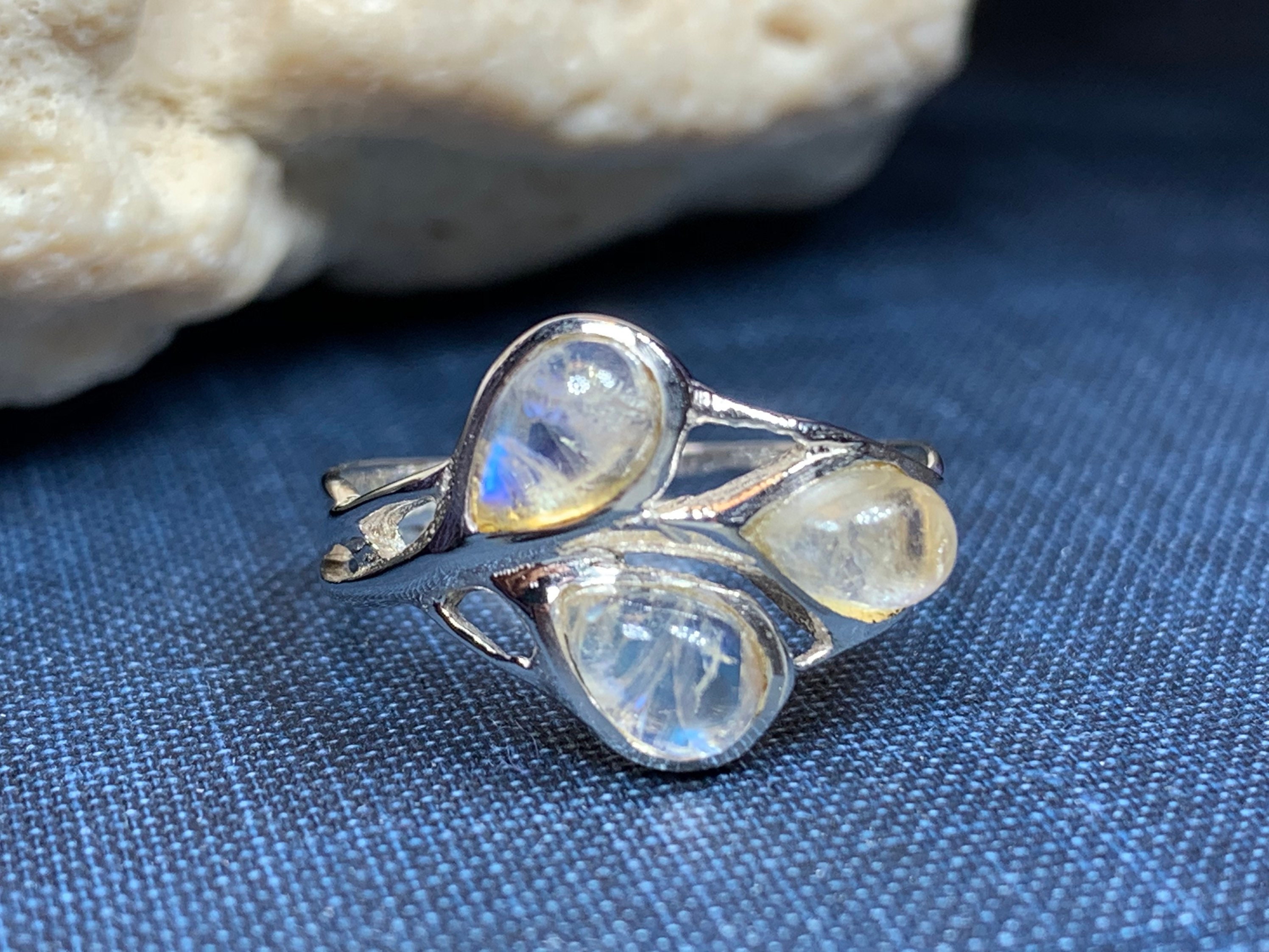 Celtic Love Knot Ring, Moonstone Jewelry, Moonstone Ring, Celestial