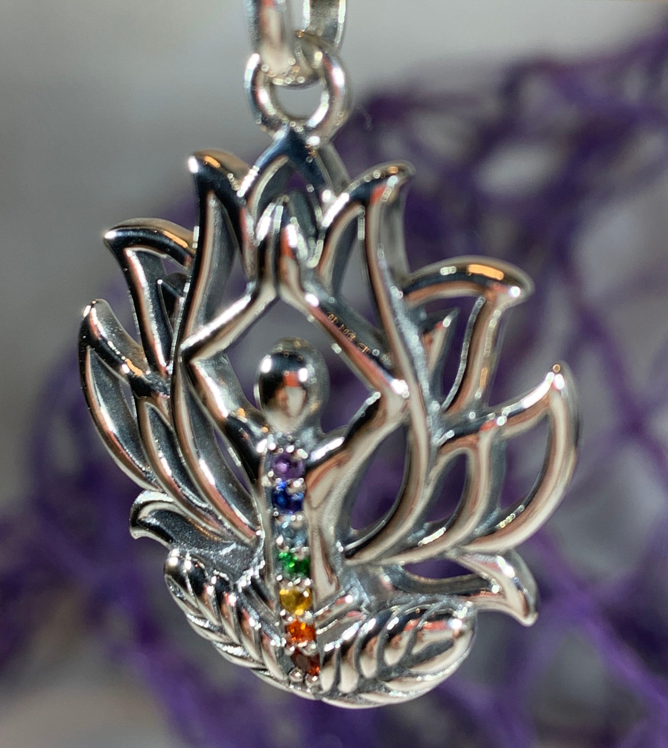 Yoga Pose Necklace, Lotus Necklace, Chakra Jewelry, Yoga Jewelry