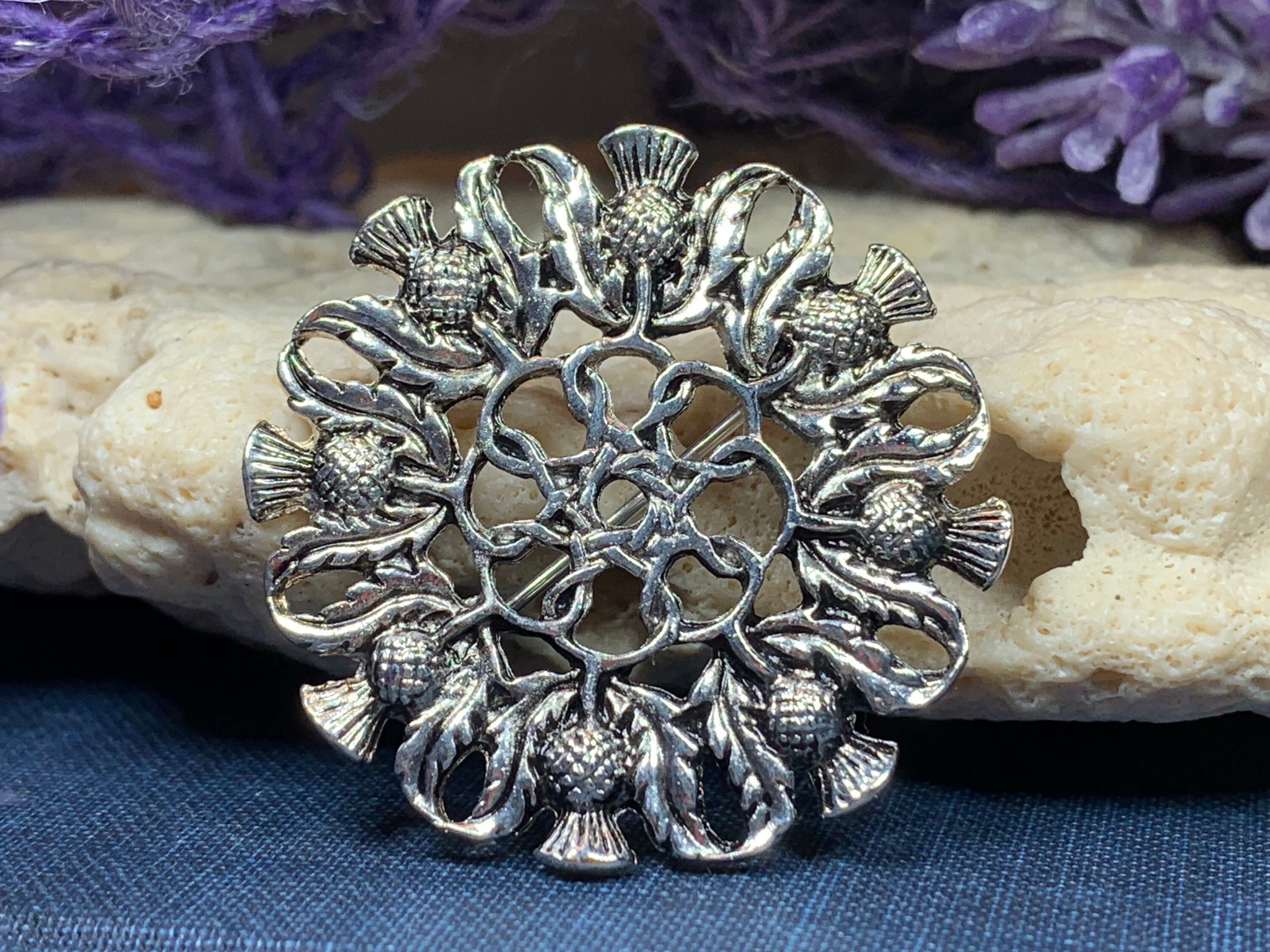 Thistle Brooch, Celtic Jewelry, Scotland Jewelry, Bridal Jewelry