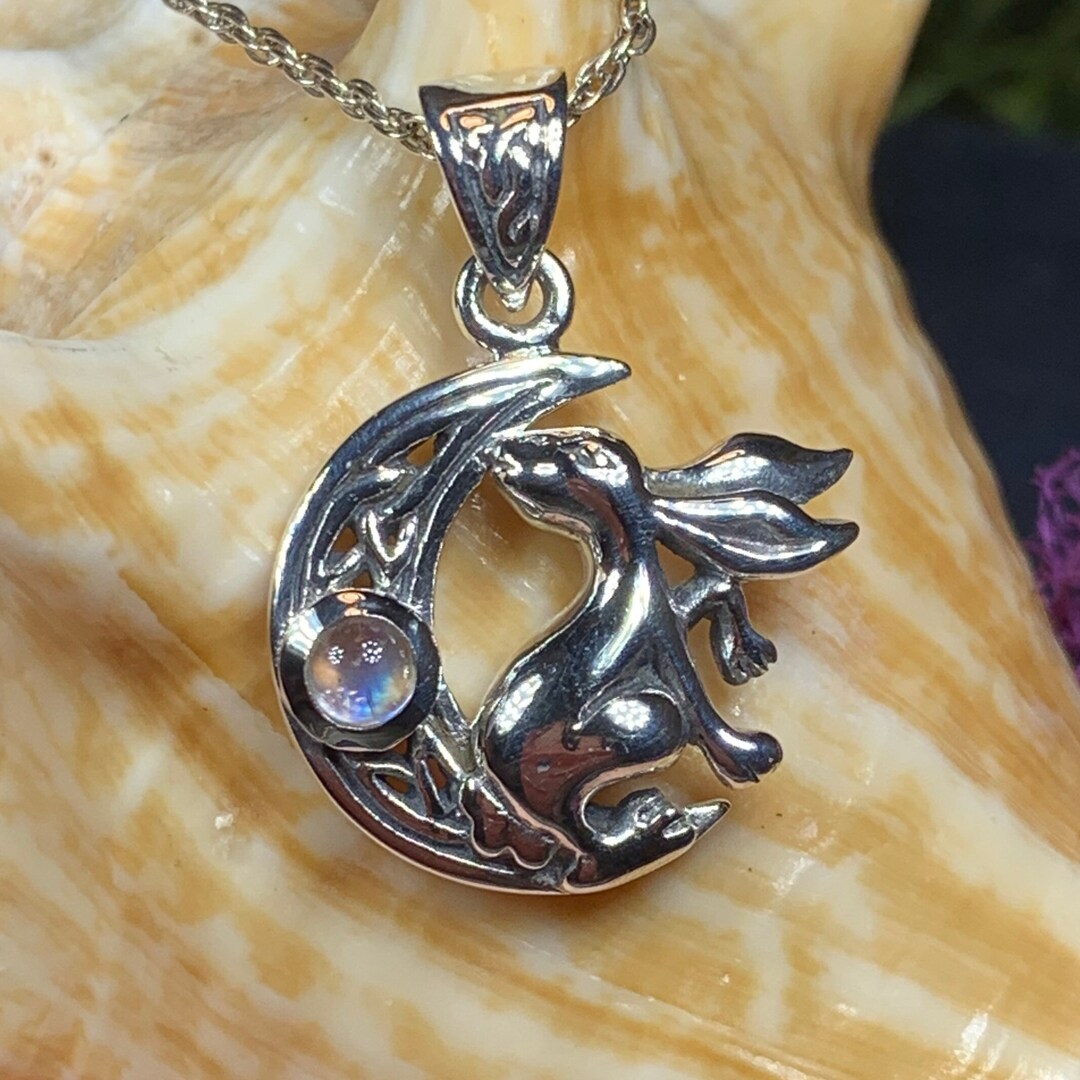 Moon Necklace, Rabbit Necklace, Celestial Jewelry, Mystical Jewelry ...