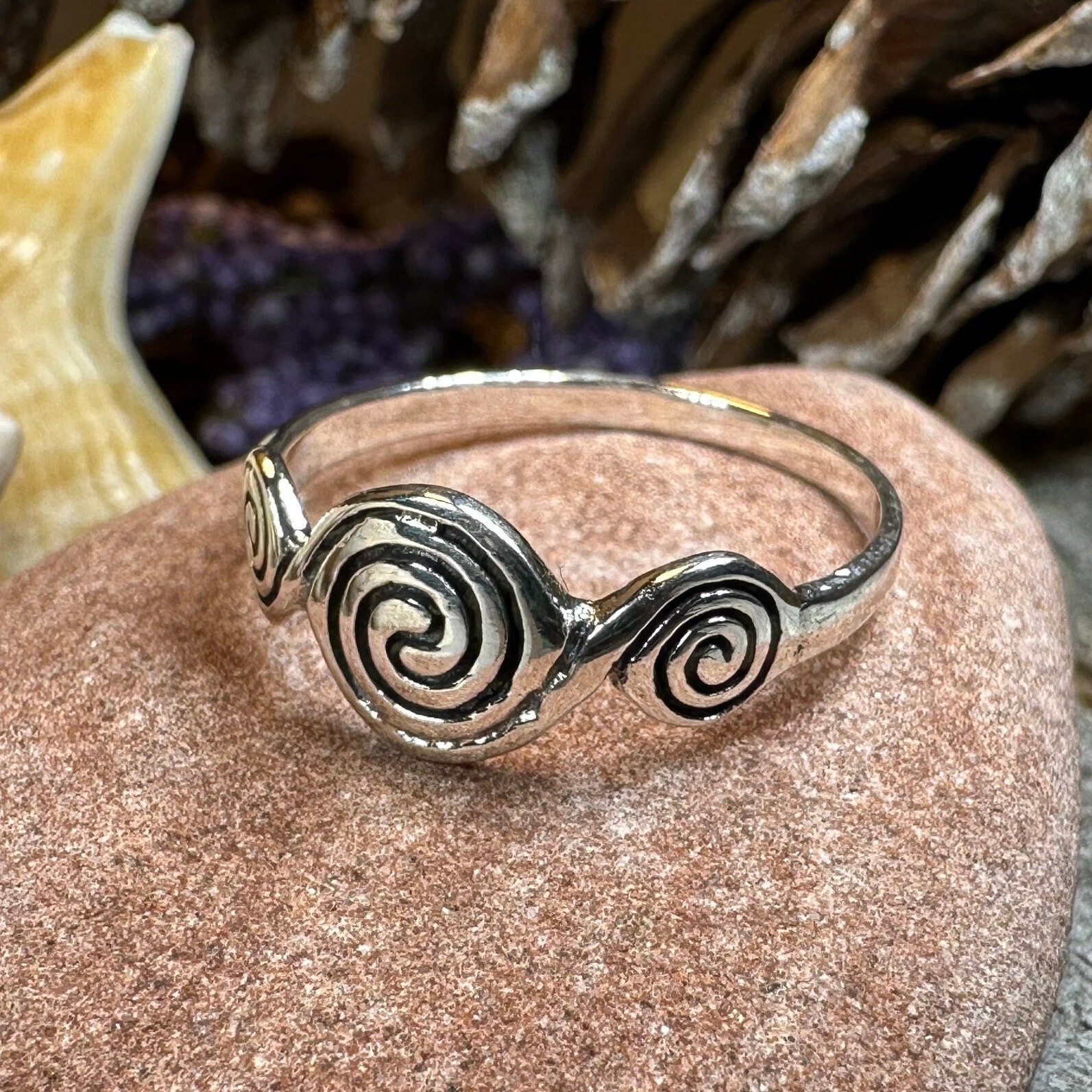 Triple Spiral Ring Celtic Ring Irish Jewelry Celtic Knot Jewelry Irish Ring Irish Dance Gift Celtic Spiral Pagan Ring Wiccan Ring