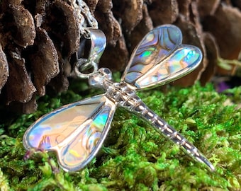 Dragonfly Necklace, Abalone Jewelry, Summer Jewelry, New Age Jewelry, Nature Jewelry, Anniversary Gift, Nature Necklace, Graduation Gift