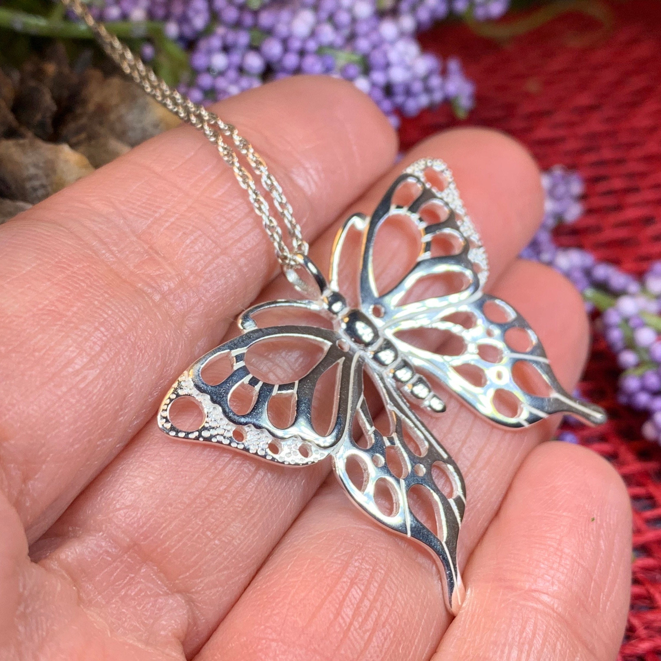 Butterfly Necklace Silver Butterfly Pendant Nature Jewelry New
