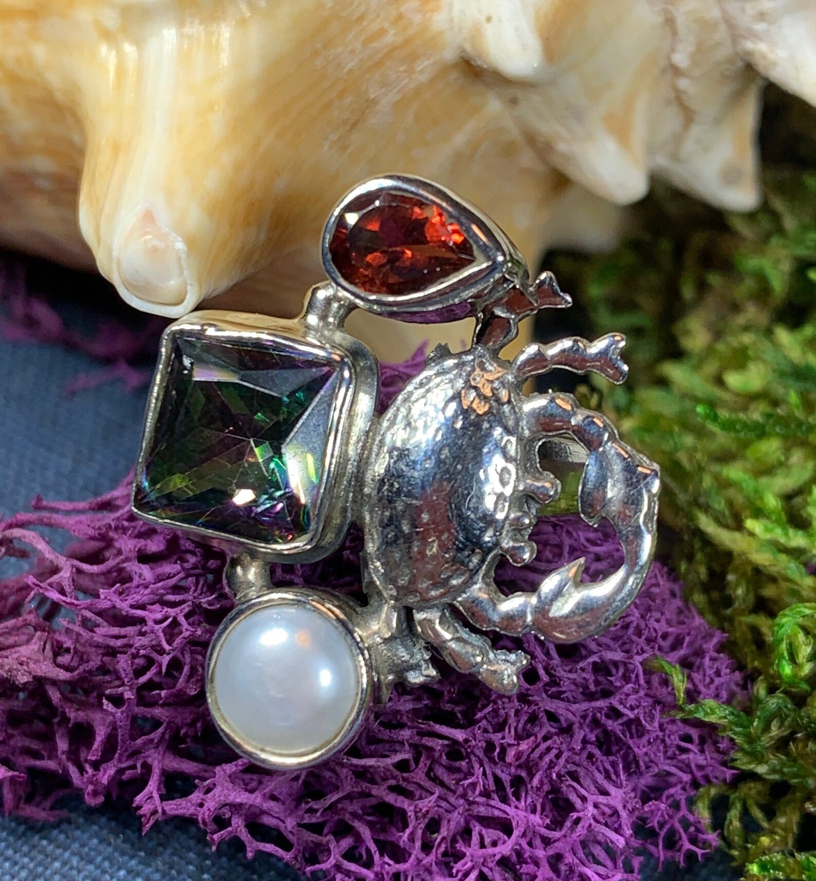 Purple Crab Ring Beach Jewelry Nautical Ring Ocean Jewelry Etsy UK